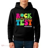 Retro Rock The Test Testing Day Motivational Teacher Student Kids Hoodie thumb 4