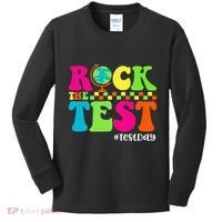 Retro Rock The Test Testing Day Motivational Teacher Student Kids Long Sleeve Shirt thumb 0