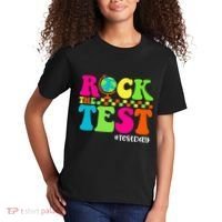 Retro Rock The Test Testing Day Motivational Teacher Student Kids T-Shirt thumb 2