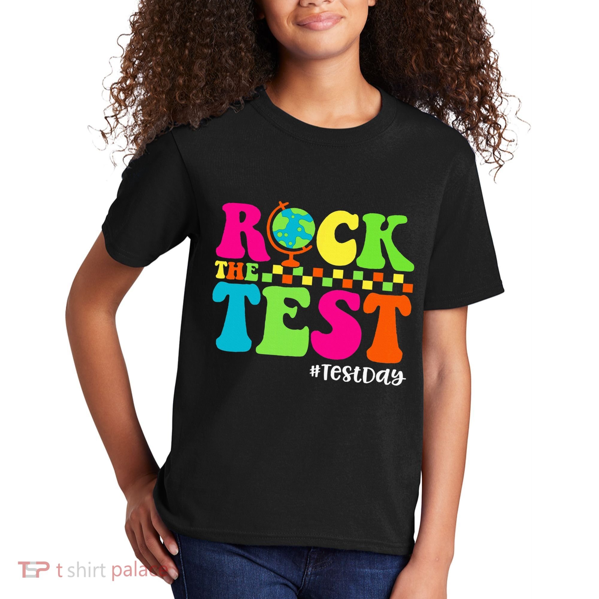 Retro Rock The Test Testing Day Motivational Teacher Student Kids T-Shirt