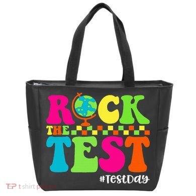 Retro Rock The Test Testing Day Motivational Teacher Student Tote Bag