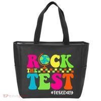 Retro Rock The Test Testing Day Motivational Teacher Student Tote Bag thumb 0