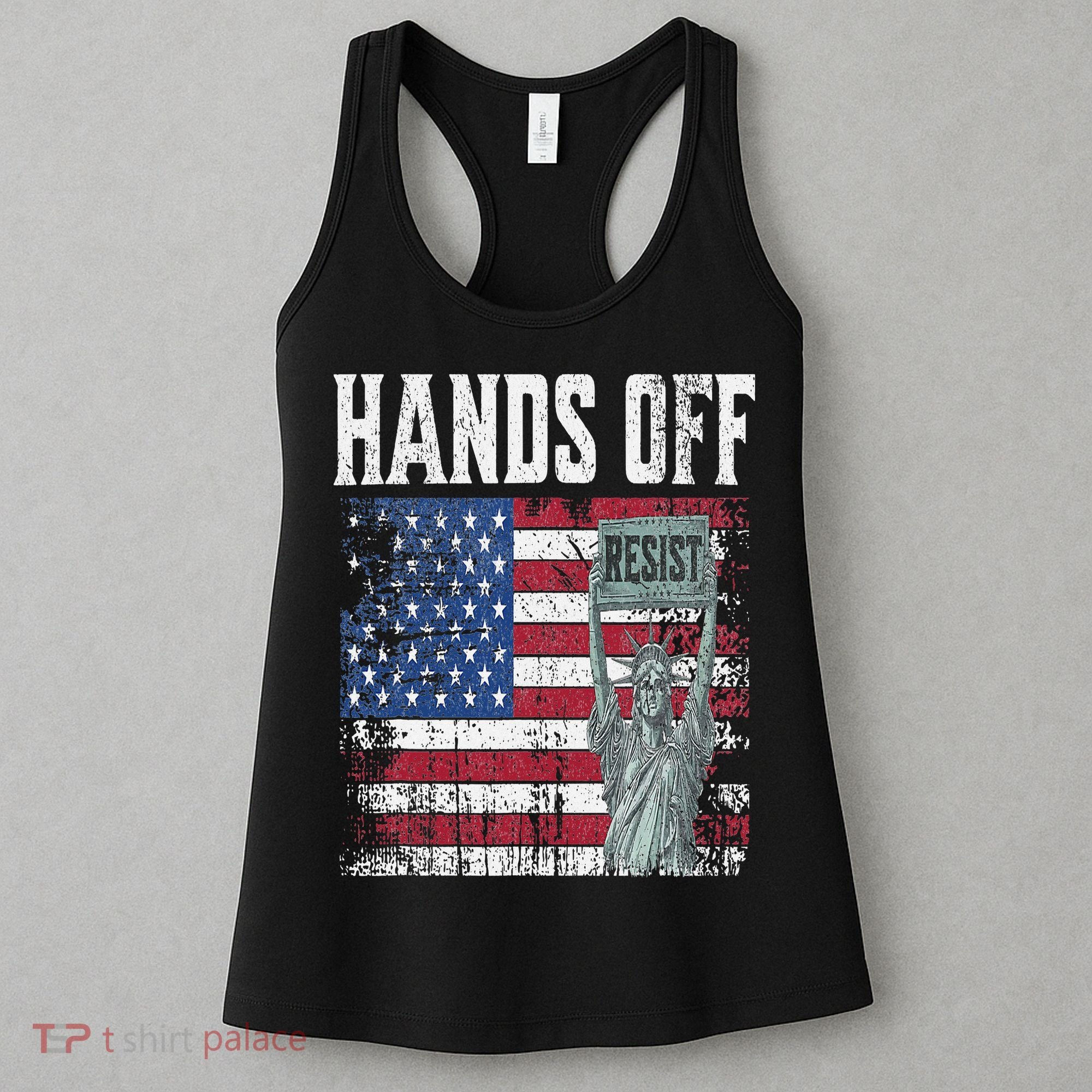 Resist Resistance USA Statue Of Liberty Hands Off Protest Women's Tank Top