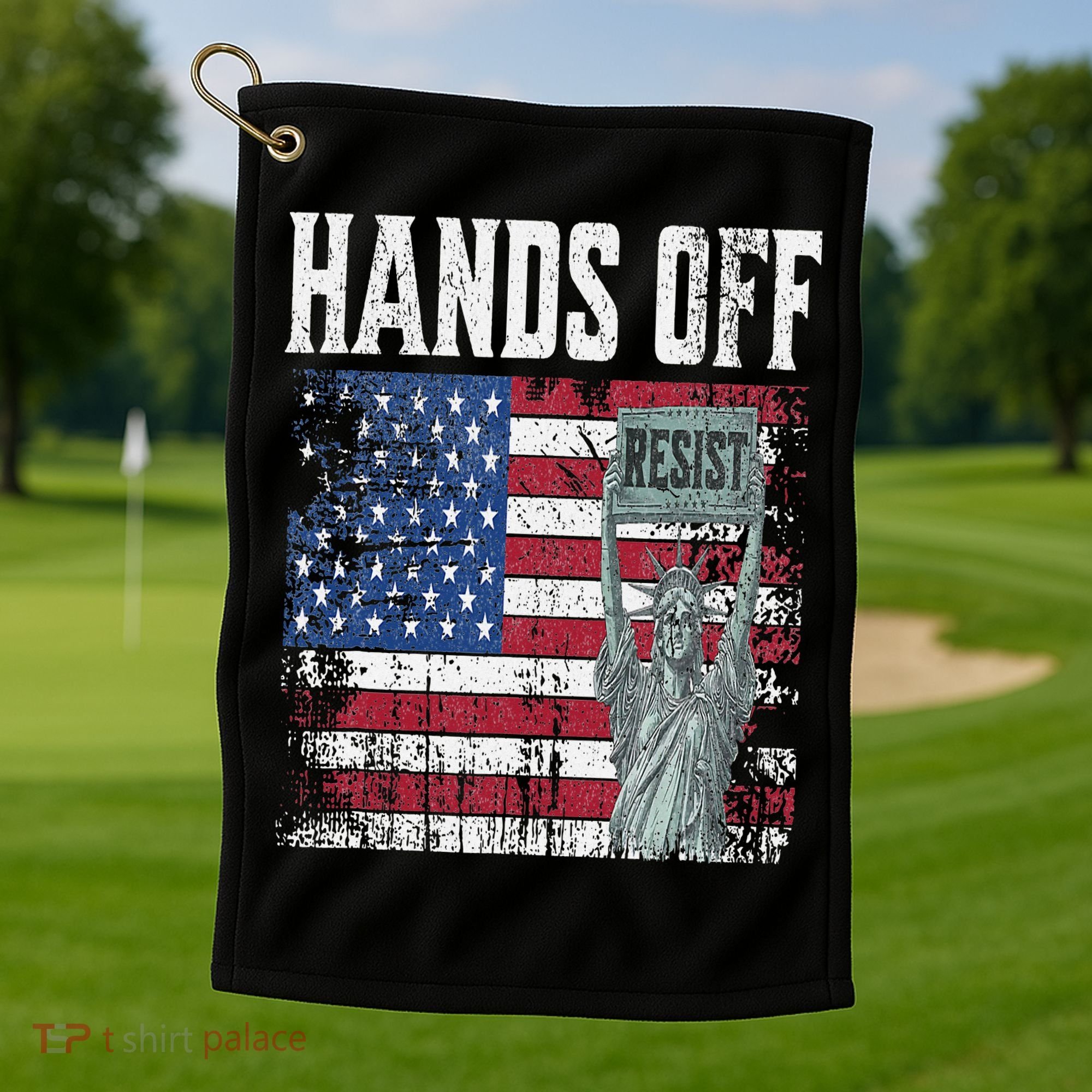 Resist Resistance USA Statue Of Liberty Hands Off Protest Golf Towel