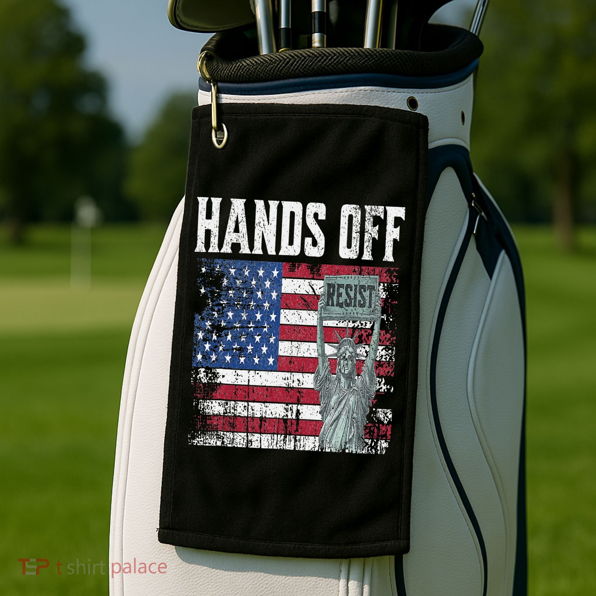 Resist Resistance USA Statue Of Liberty Hands Off Protest Golf Towel