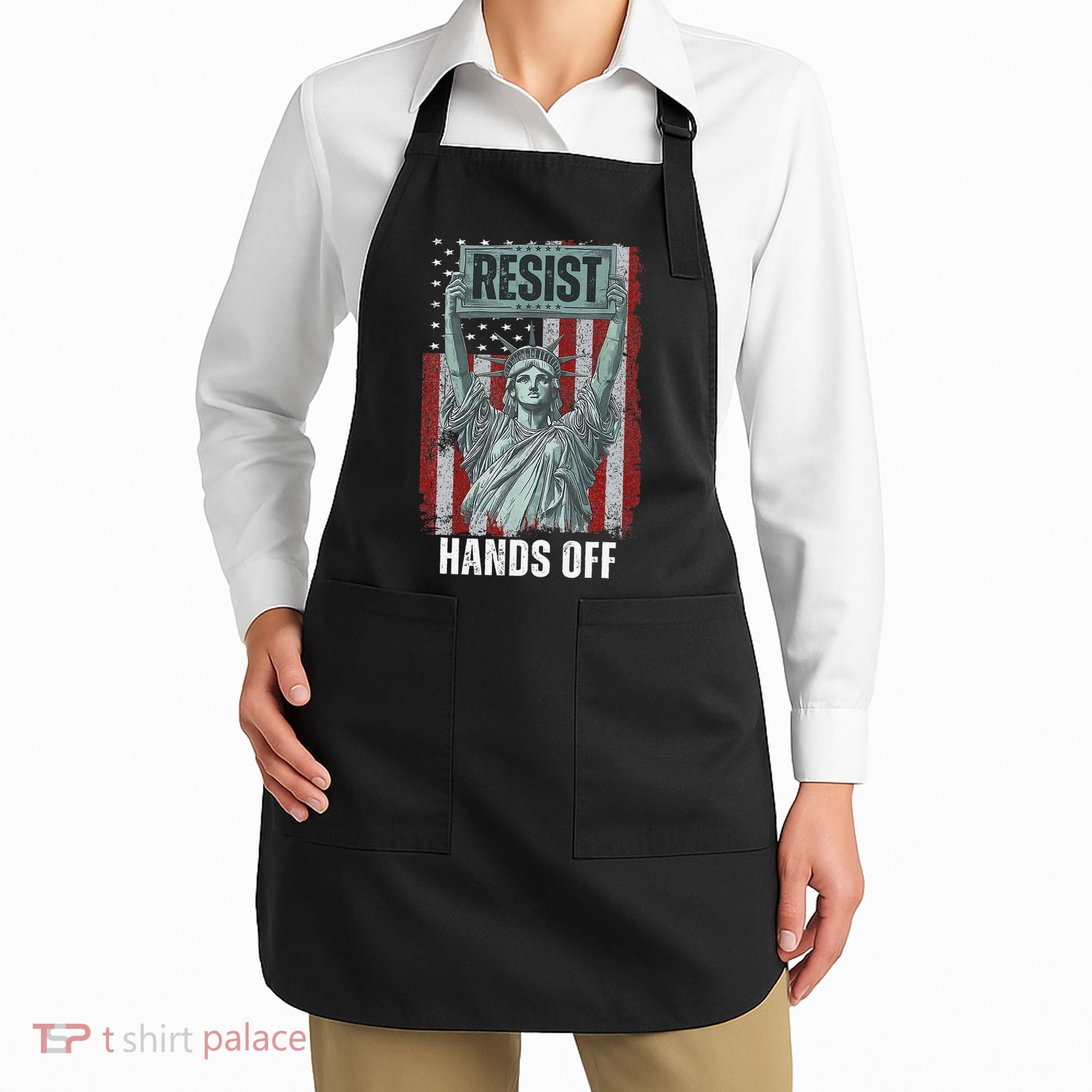 Resist Resistance USA Statue Of Liberty Hands Off Protest Apron