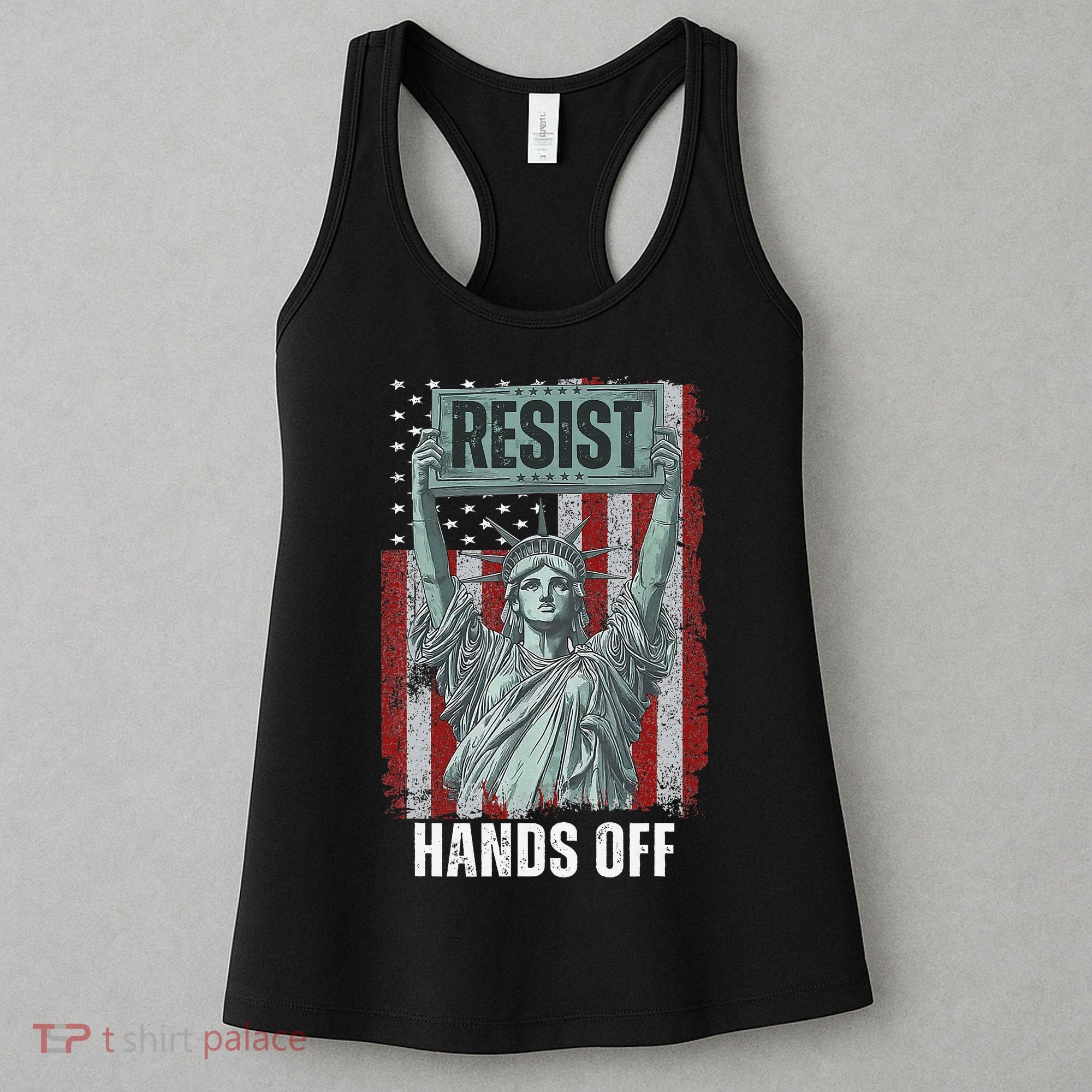Resist Resistance USA Statue Of Liberty Hands Off Protest Women's Tank Top
