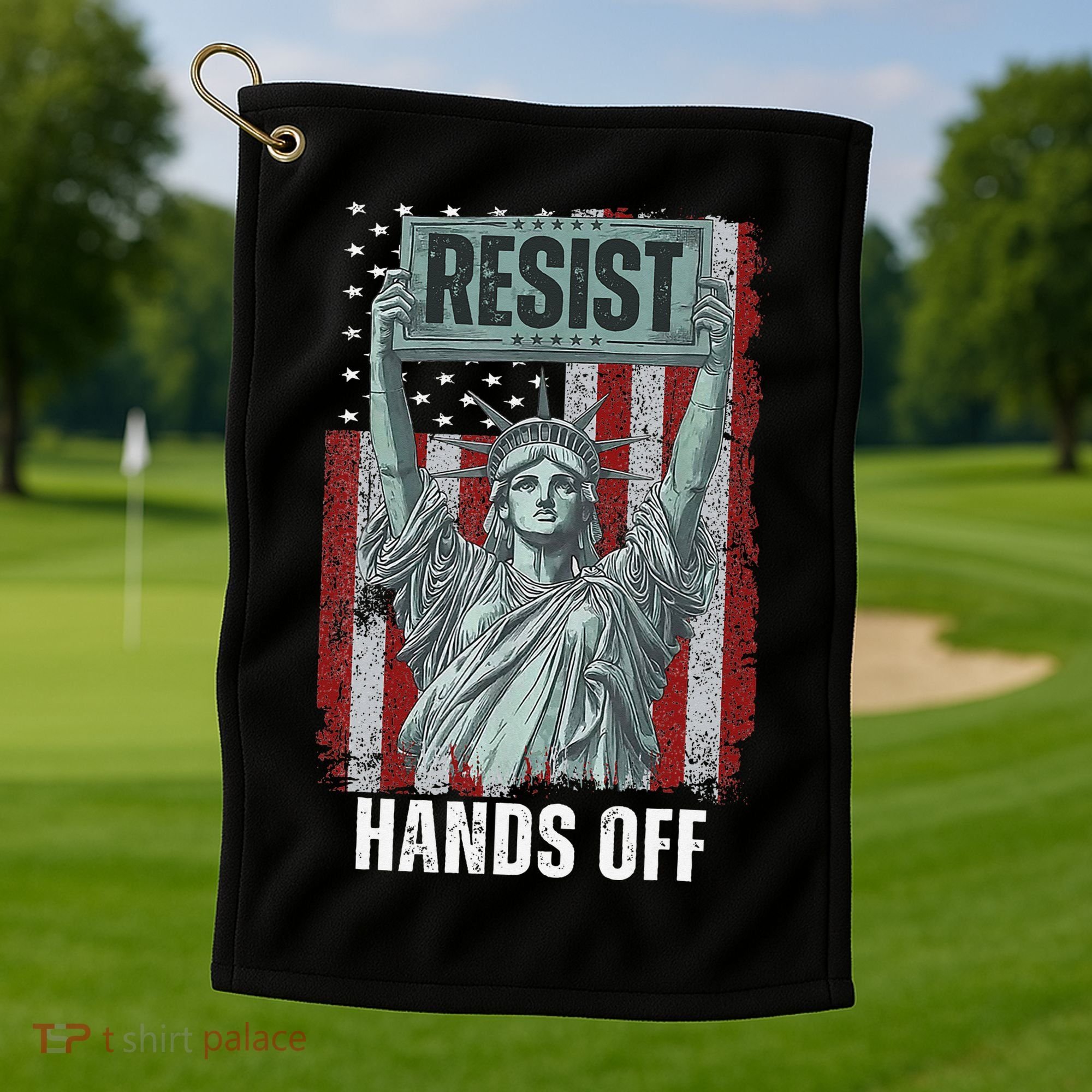 Resist Resistance USA Statue Of Liberty Hands Off Protest Golf Towel