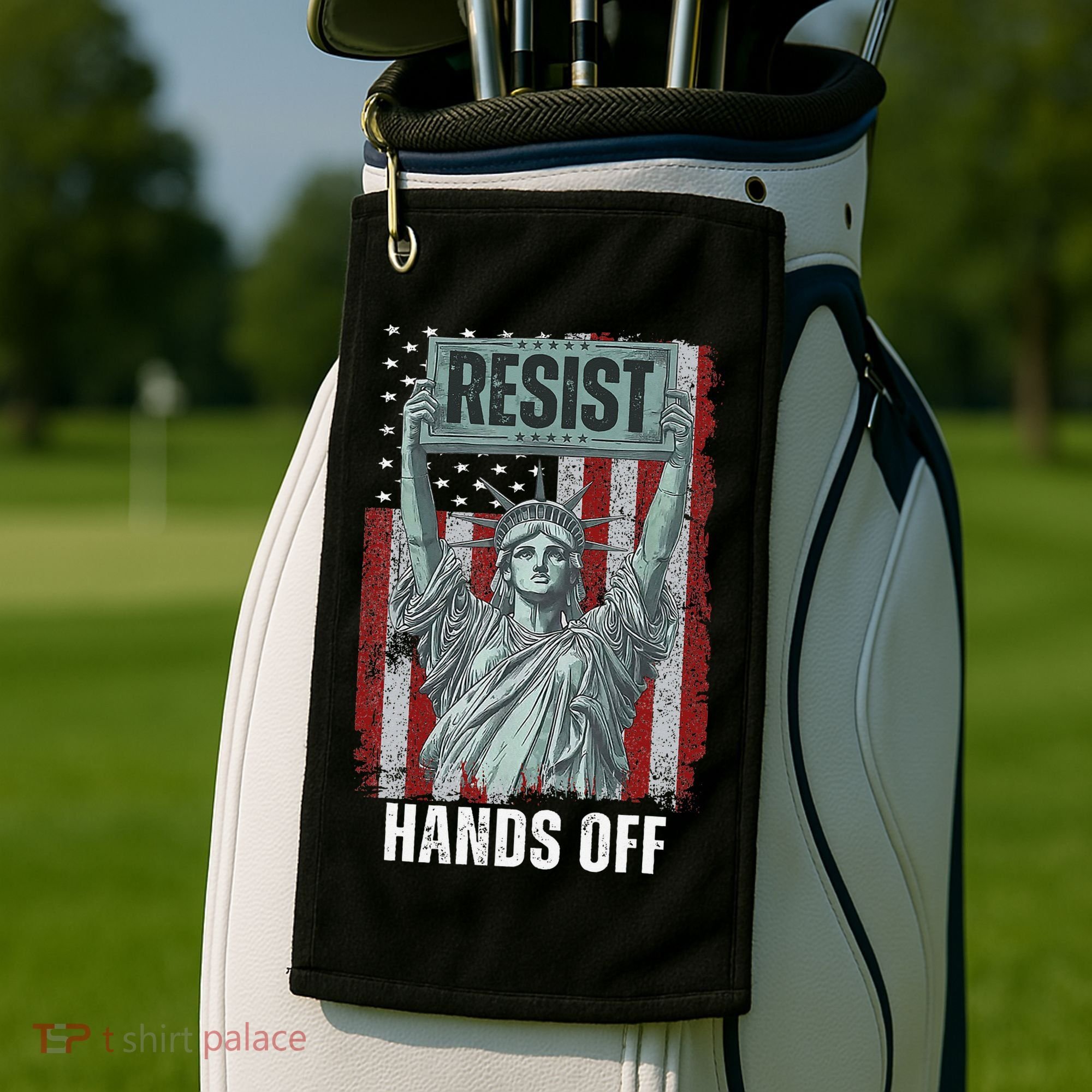 Resist Resistance USA Statue Of Liberty Hands Off Protest Golf Towel