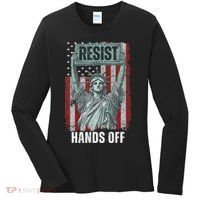 Resist Resistance USA Statue Of Liberty Hands Off Protest Women's Long Sleeve Shirt thumb 0