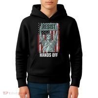 Resist Resistance USA Statue Of Liberty Hands Off Protest Kids Hoodie thumb 4