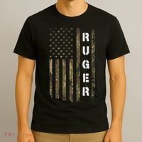 Retro Ruger Vintage Camouflage American Flag Matching Name T-Shirt thumb 3