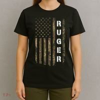 Retro Ruger Vintage Camouflage American Flag Matching Name T-Shirt thumb 4