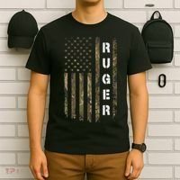 Retro Ruger Vintage Camouflage American Flag Matching Name T-Shirt thumb 6
