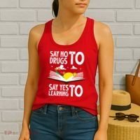 Red Ribbon Week Say No Say Yes to Learning Books Teacher Women's Tank Top thumb 2