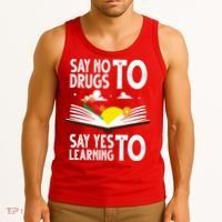 Red Ribbon Week Say No Say Yes to Learning Books Teacher Tank Top thumb 3