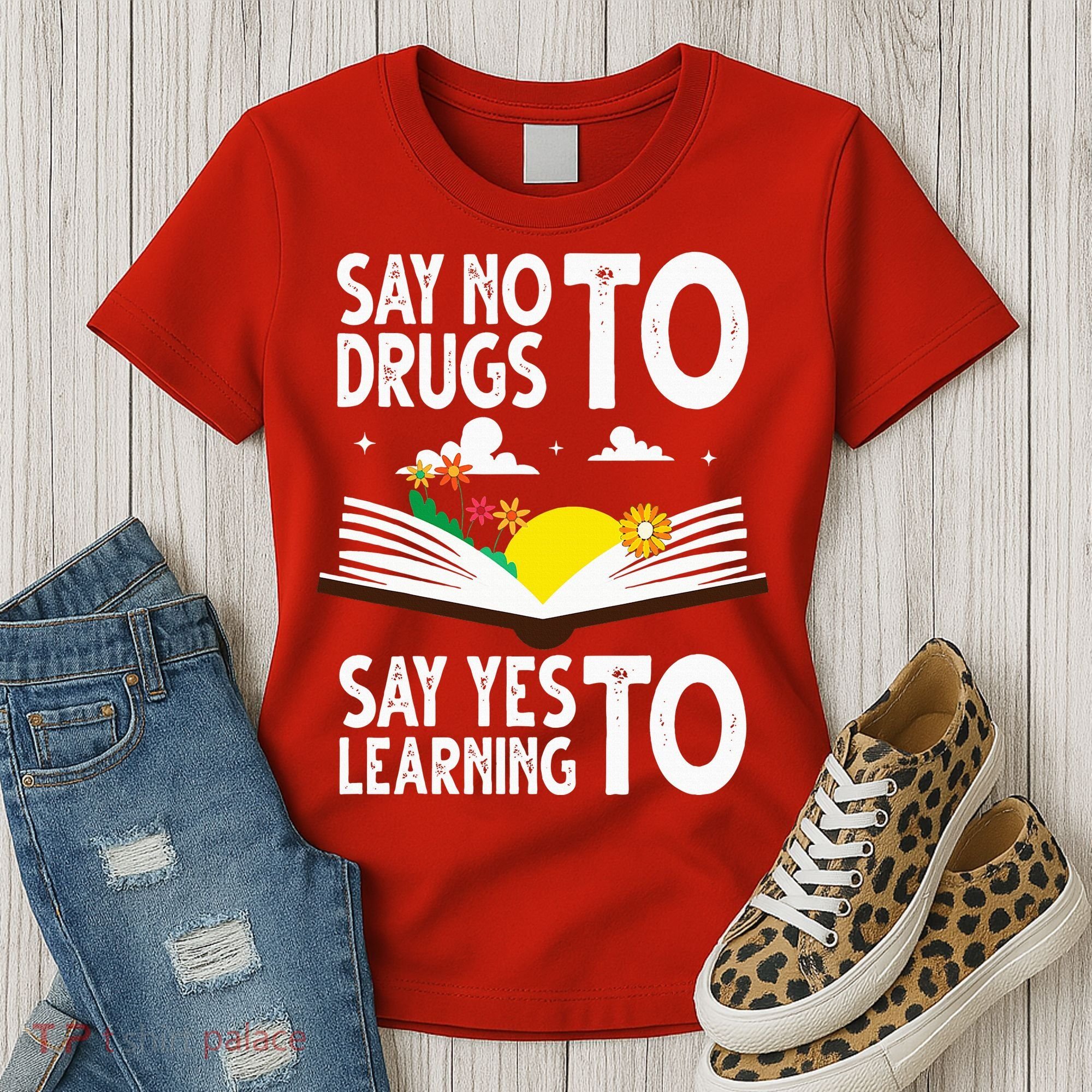 Red Ribbon Week Say No Say Yes to Learning Books Teacher Women's T-Shirt