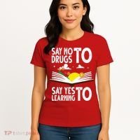 Red Ribbon Week Say No Say Yes to Learning Books Teacher Women's T-Shirt thumb 4