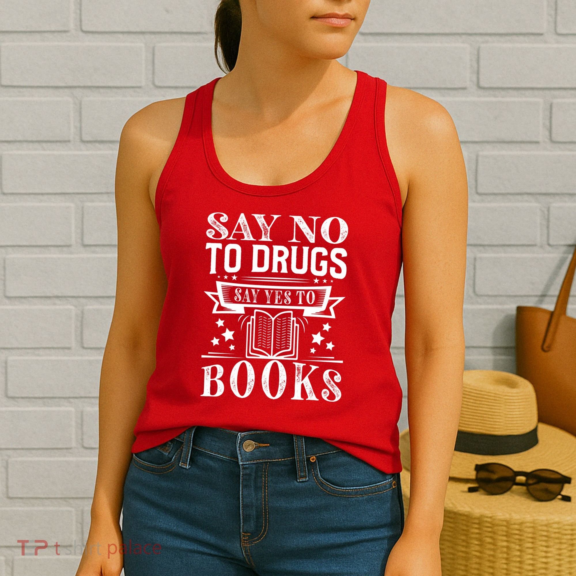 Red Ribbon Week Say No To Drugs Say Yes To Books Learning Women's Tank Top