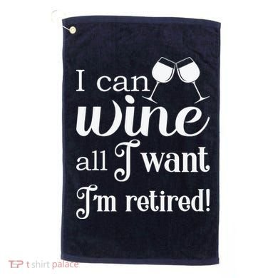 Retired Retirement Wine Gift Golf Towel
