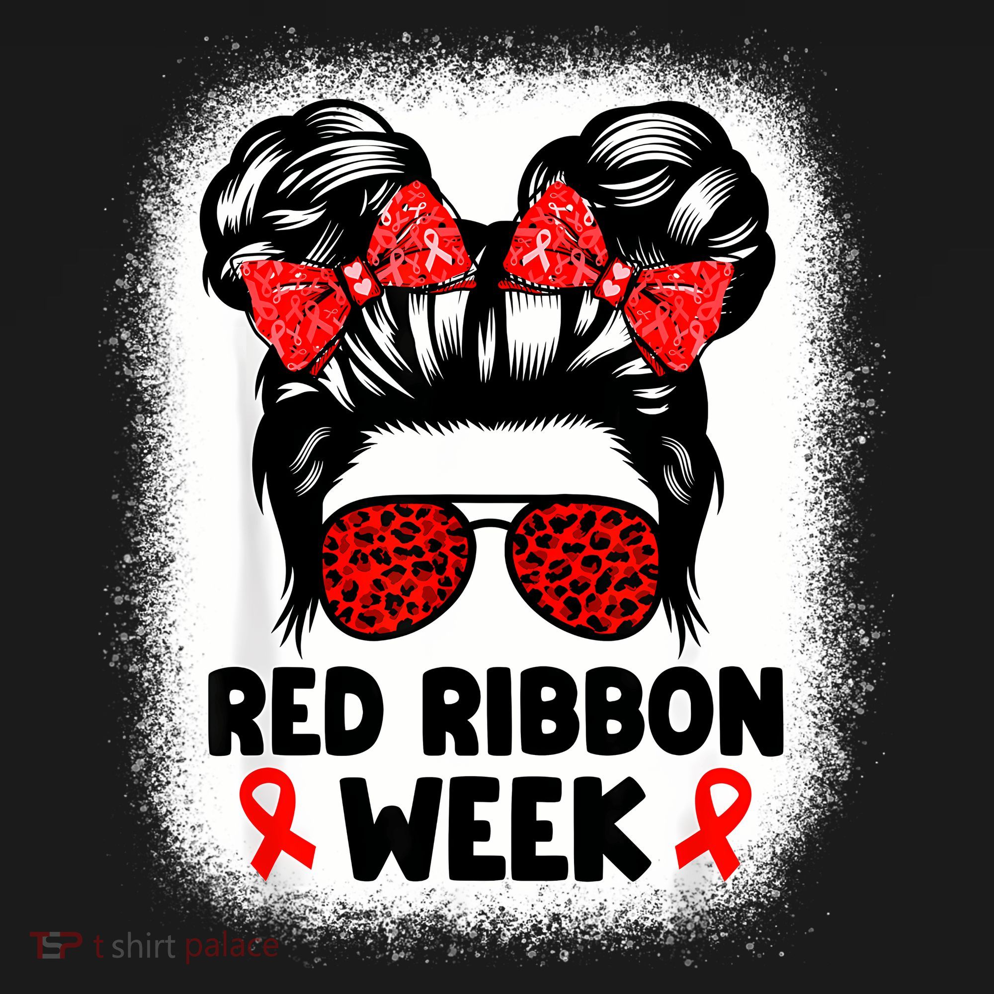 Red Ribbon Week Women Messy Bun Red Ribbon Week Awareness Coaster