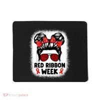 Red Ribbon Week Women Messy Bun Red Ribbon Week Awareness Mousepad thumb 0