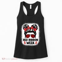 Red Ribbon Week Women Messy Bun Red Ribbon Week Awareness Women's Tank Top thumb 0