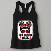 Red Ribbon Week Women Messy Bun Red Ribbon Week Awareness Women's Tank Top thumb 3