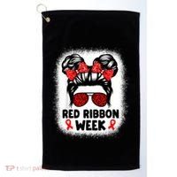 Red Ribbon Week Women Messy Bun Red Ribbon Week Awareness Golf Towel thumb 0