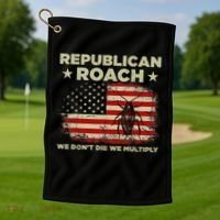 Republican Roach We Dont Die We Multiply Golf Towel thumb 1