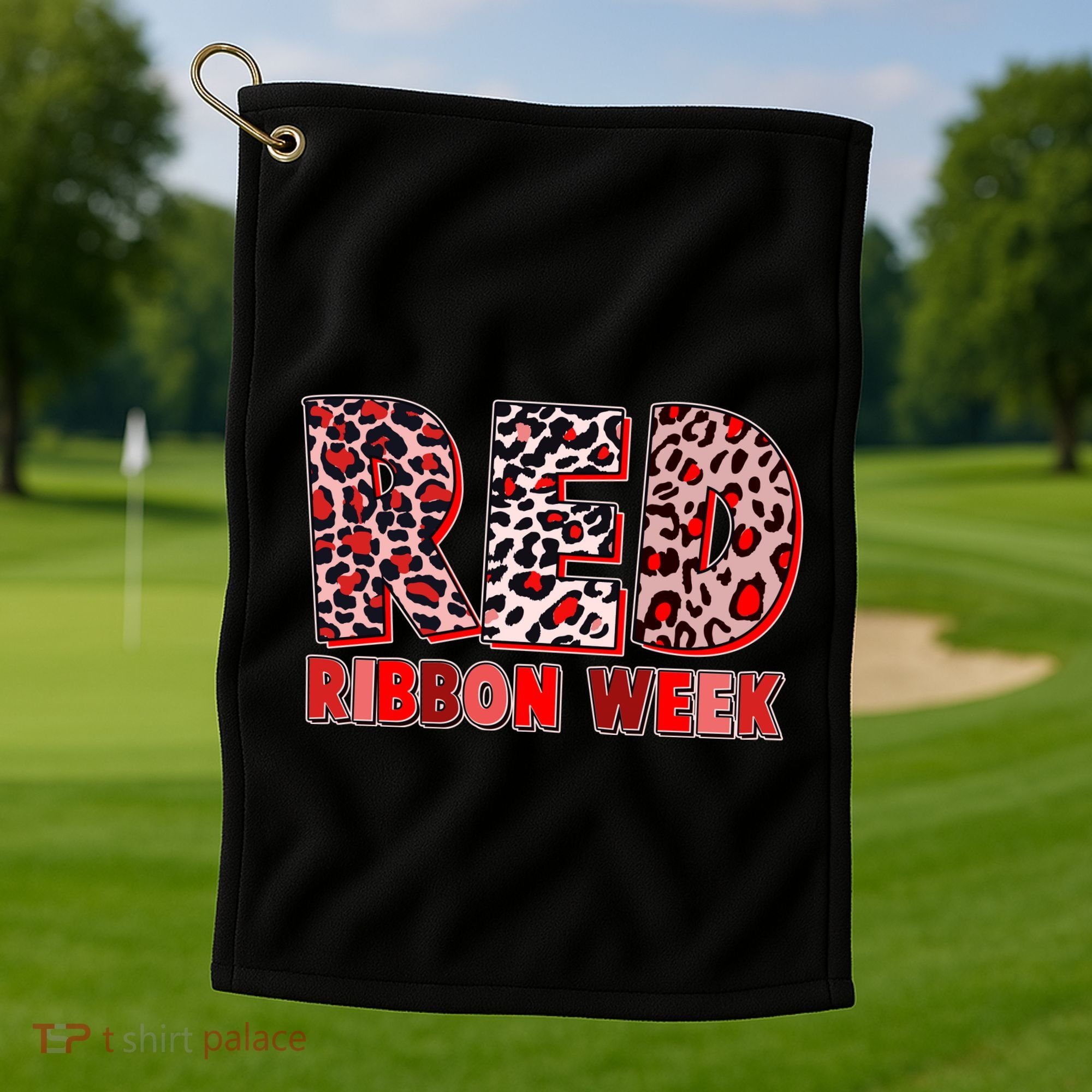 Red Ribbon Week Awareness Golf Towel