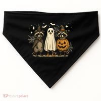 Retro Raccoon Witch Scary Halloween Pumpkin  USA-Made Doggie Bandana thumb 0