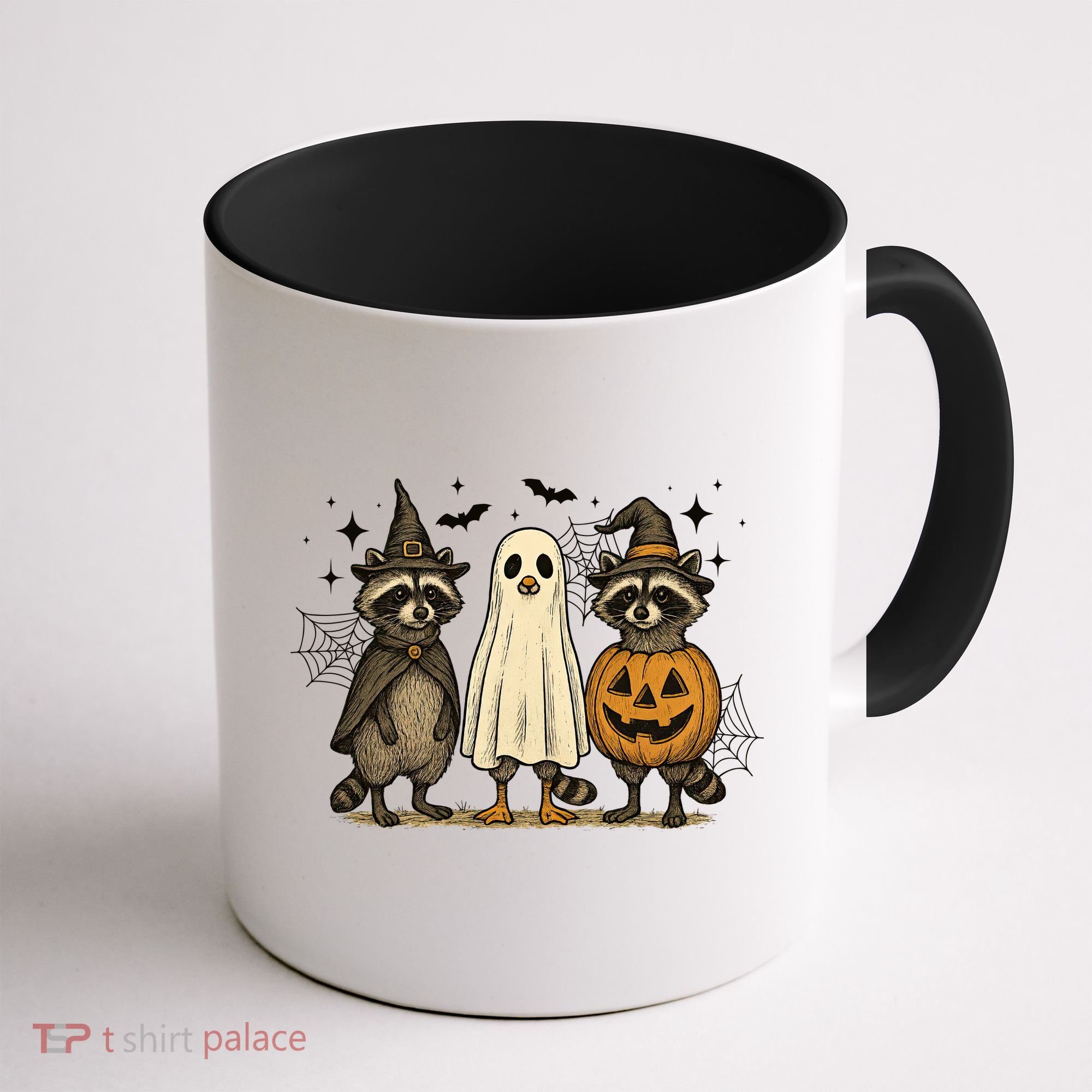 Retro Raccoon Witch Scary Halloween Pumpkin  Coffee Mug