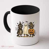 Retro Raccoon Witch Scary Halloween Pumpkin  Coffee Mug thumb 0
