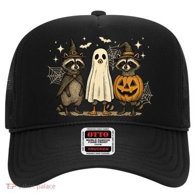 Retro Raccoon Witch Scary Halloween Pumpkin  Hat