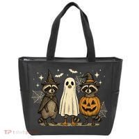 Retro Raccoon Witch Scary Halloween Pumpkin  Tote Bag thumb 0