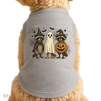 Retro Raccoon Witch Scary Halloween Pumpkin  Doggie Tank thumb 0
