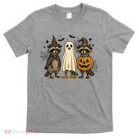 Retro Raccoon Witch Scary Halloween Pumpkin  T-Shirt thumb 0