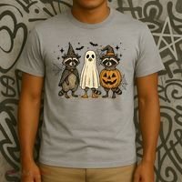 Retro Raccoon Witch Scary Halloween Pumpkin  T-Shirt thumb 3