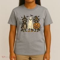 Retro Raccoon Witch Scary Halloween Pumpkin  T-Shirt thumb 4