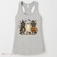 Retro Raccoon Witch Scary Halloween Pumpkin  Women's Tank Top thumb 0