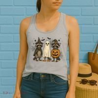Retro Raccoon Witch Scary Halloween Pumpkin  Women's Tank Top thumb 2