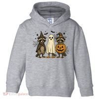 Retro Raccoon Witch Scary Halloween Pumpkin  Toddler Hoodie thumb 0
