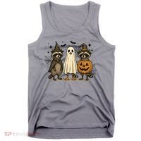 Retro Raccoon Witch Scary Halloween Pumpkin  Tank Top thumb 0