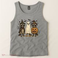 Retro Raccoon Witch Scary Halloween Pumpkin  Tank Top thumb 2