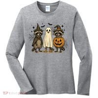 Retro Raccoon Witch Scary Halloween Pumpkin  Women's Long Sleeve Shirt thumb 0