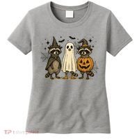 Retro Raccoon Witch Scary Halloween Pumpkin  Women's T-Shirt thumb 0