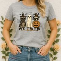 Retro Raccoon Witch Scary Halloween Pumpkin  Women's T-Shirt thumb 2