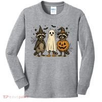 Retro Raccoon Witch Scary Halloween Pumpkin  Kids Long Sleeve Shirt thumb 0