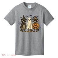 Retro Raccoon Witch Scary Halloween Pumpkin  Kids T-Shirt thumb 0
